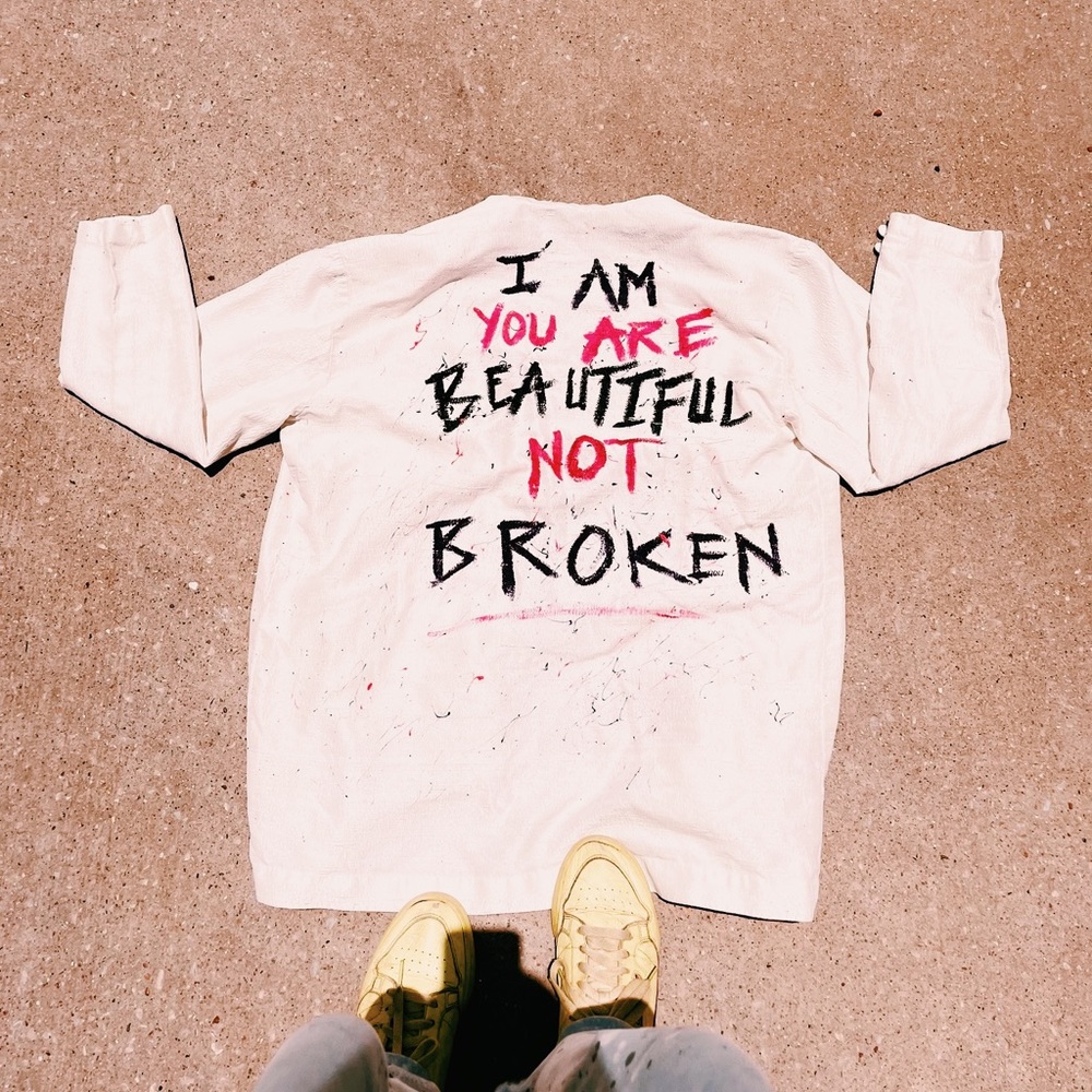 Beautiful Not Broken Linen faith Blazer-L